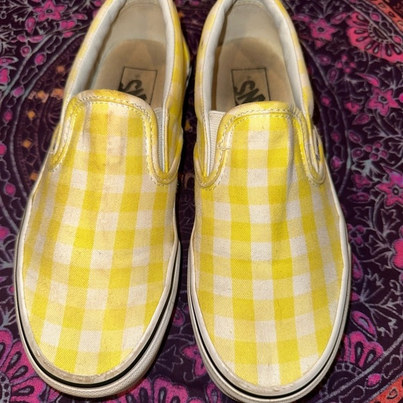 Vans Yellow Checkered Slip-On Sneakers - Picture 3 of 9